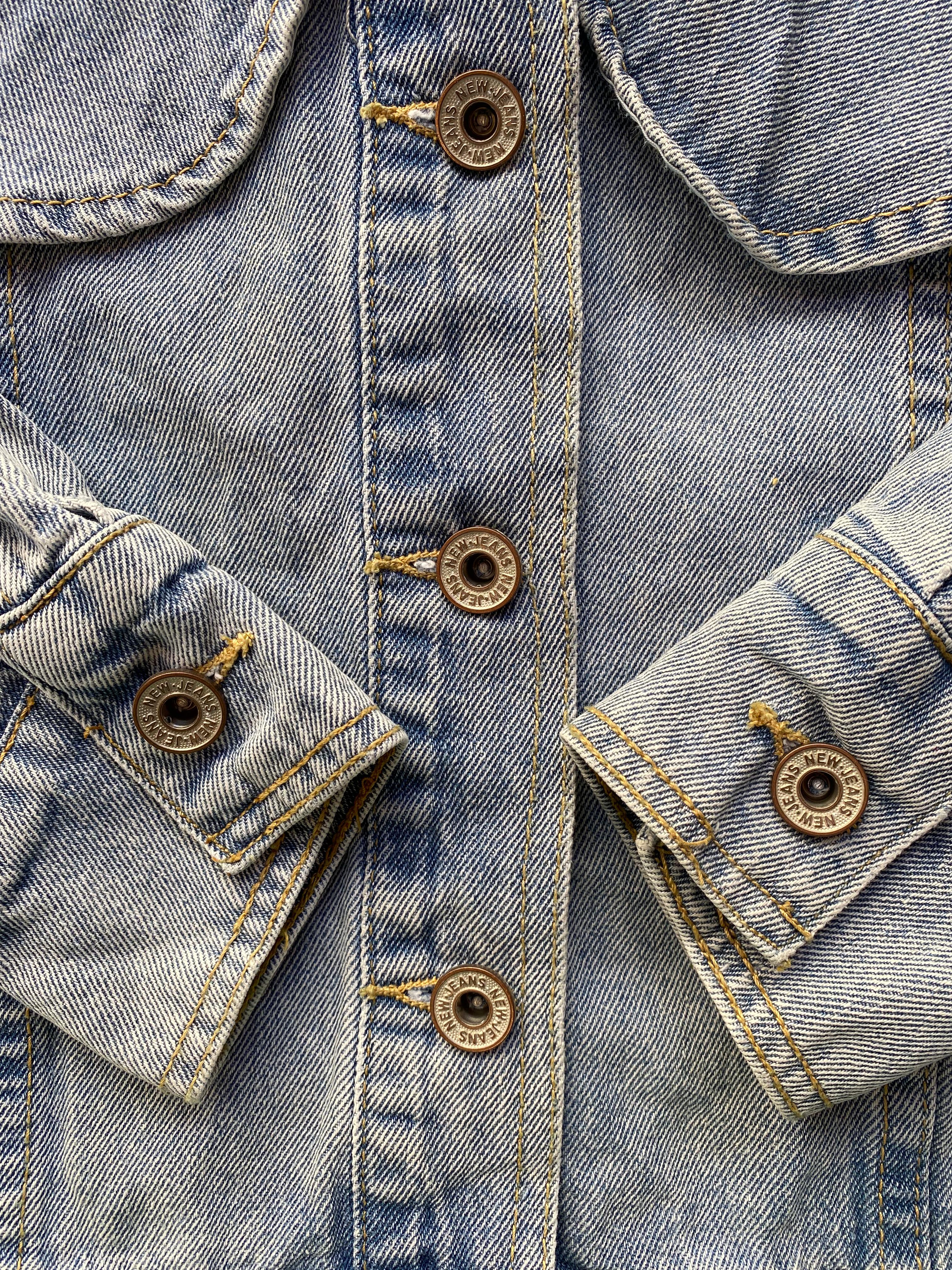Giorgia Ruffled Light-Wash Denim Jacket