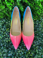 Élégant Les Chaussures Sunrise Rainbow Patent Court Heels