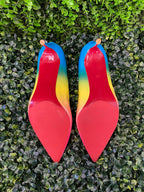 Élégant Les Chaussures Sunrise Rainbow Patent Court Heels