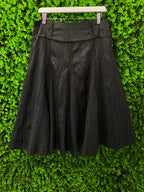 Black Textured A-Line Midi Skirt by Polo