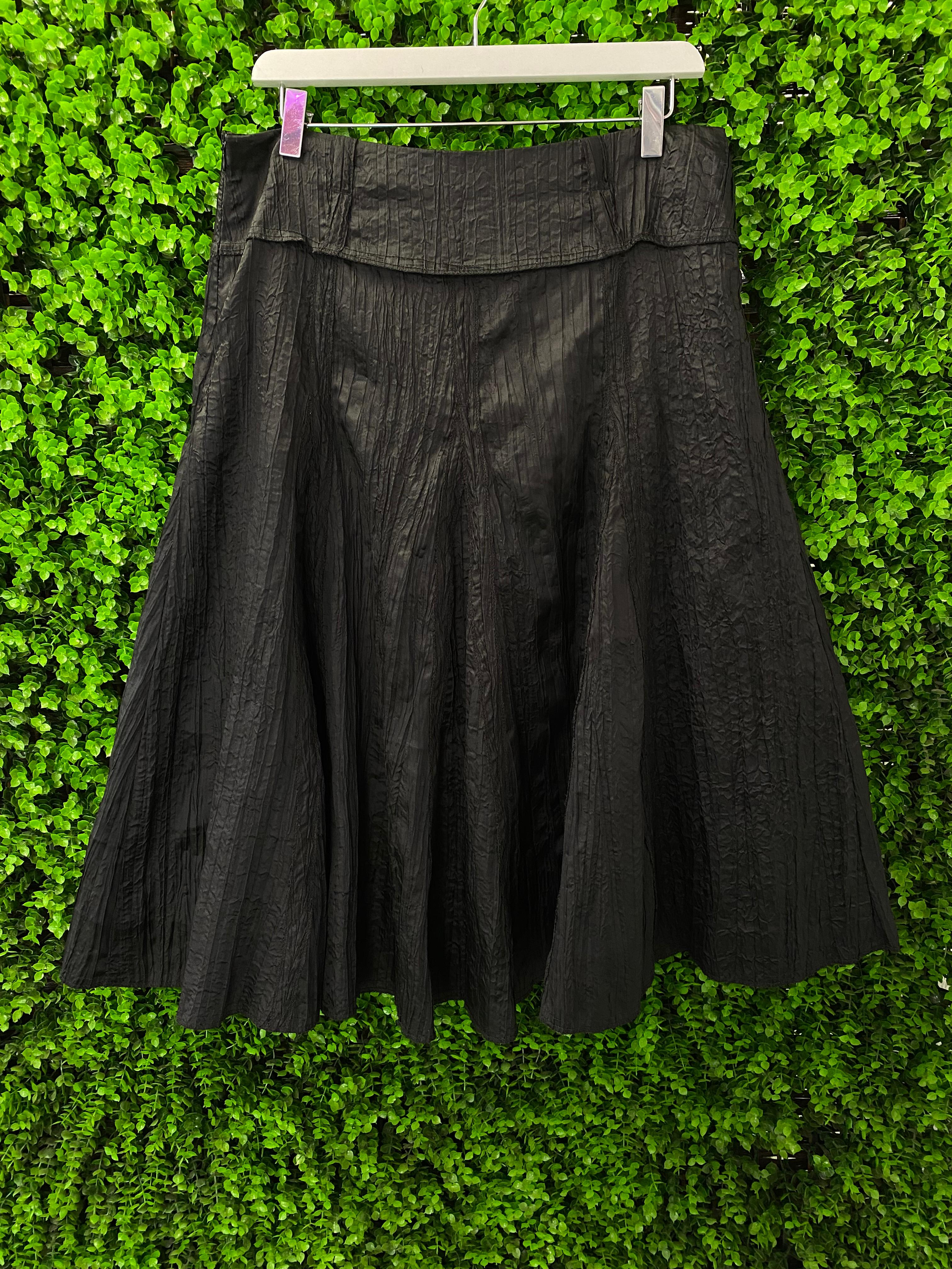 Black Textured A-Line Midi Skirt by Polo