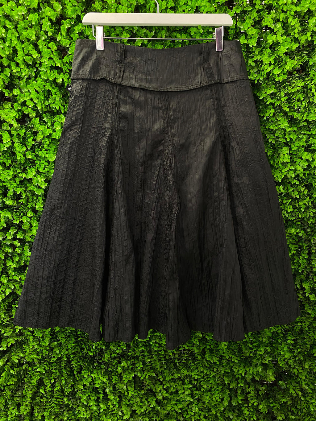 Black Textured A-Line Midi Skirt by Polo