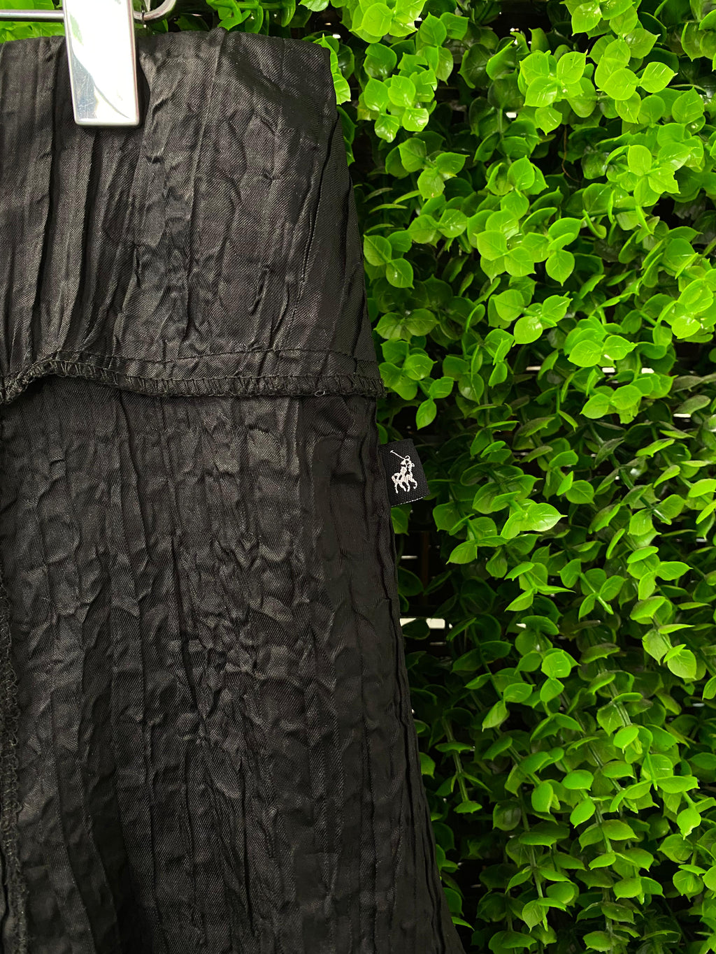 Black Textured A-Line Midi Skirt by Polo