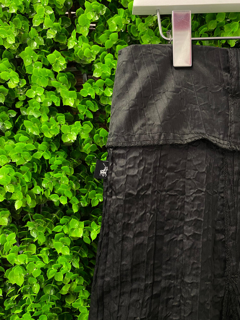 Black Textured A-Line Midi Skirt by Polo