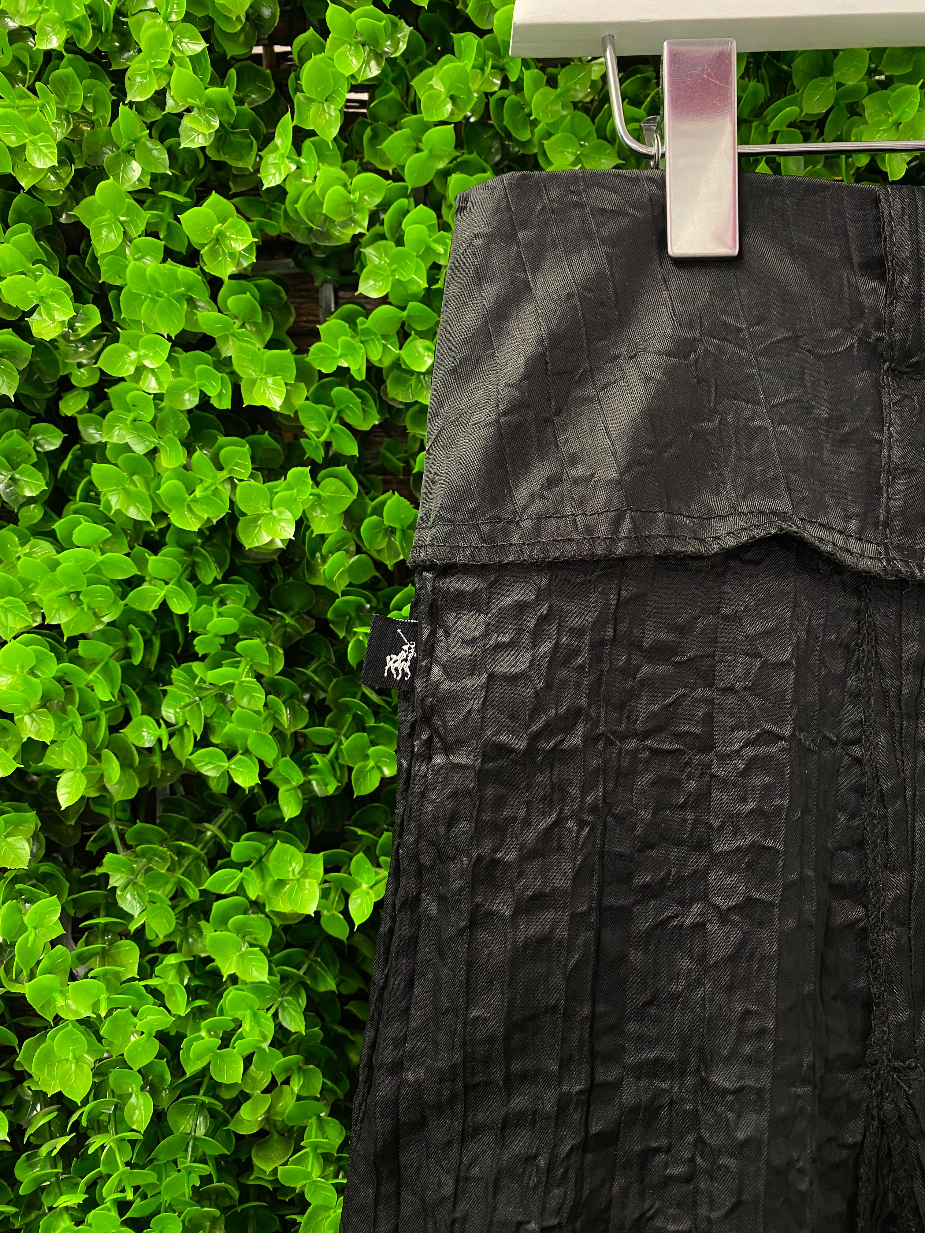 Black Textured A-Line Midi Skirt by Polo