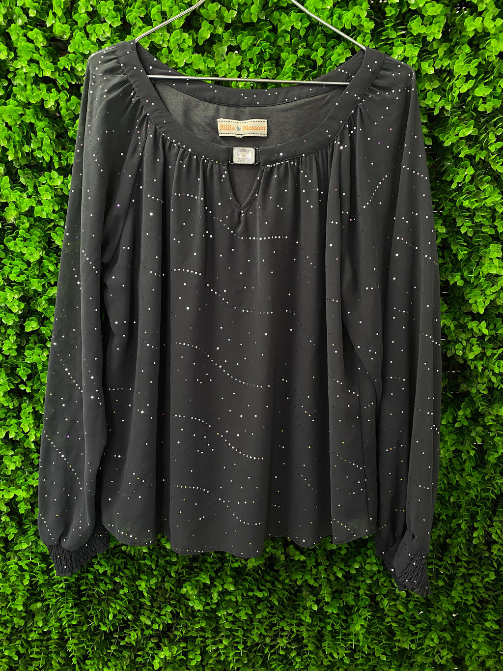 Billie & Blossom Black Embellished Long-Sleeve Blouse