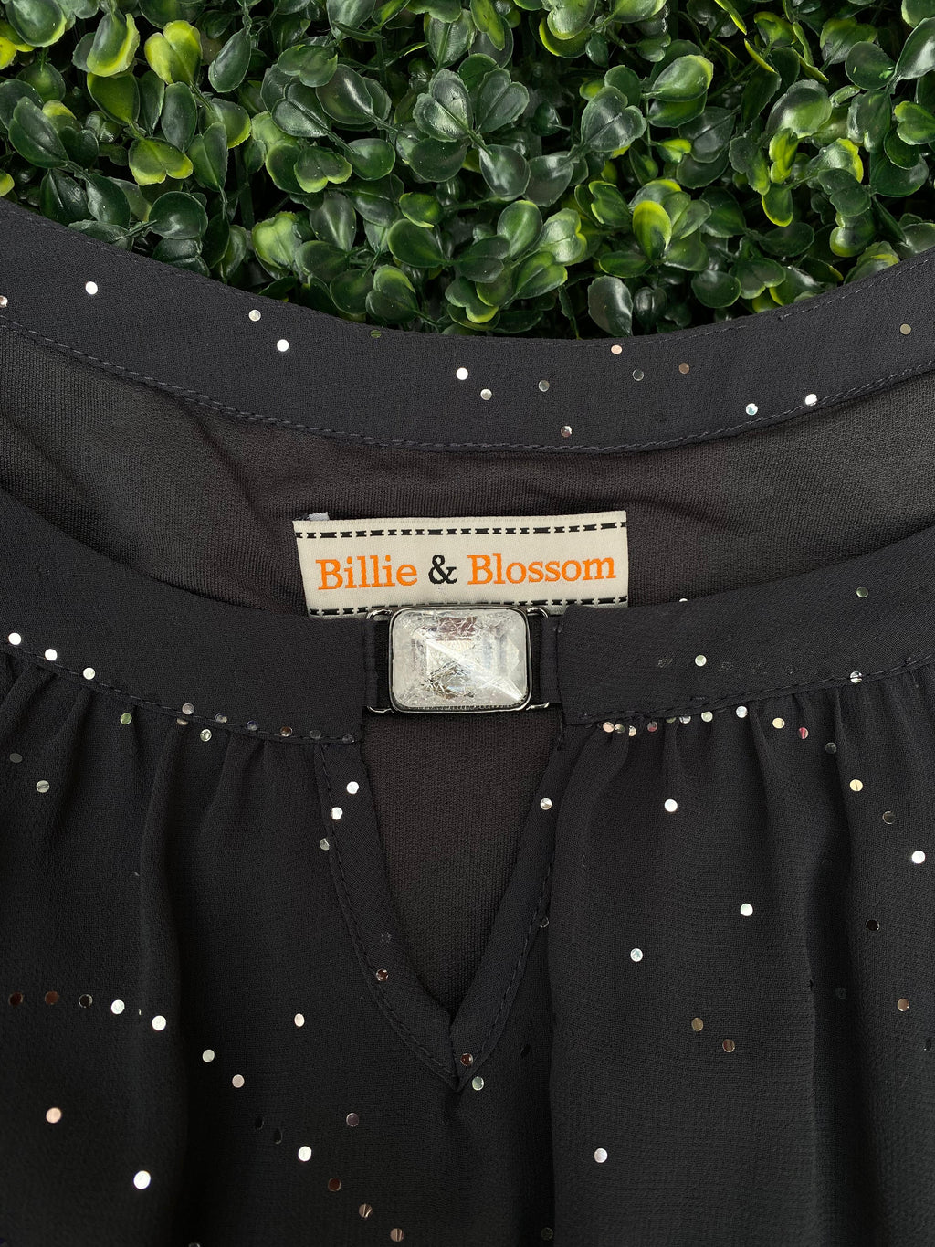 Billie & Blossom Black Embellished Long-Sleeve Blouse