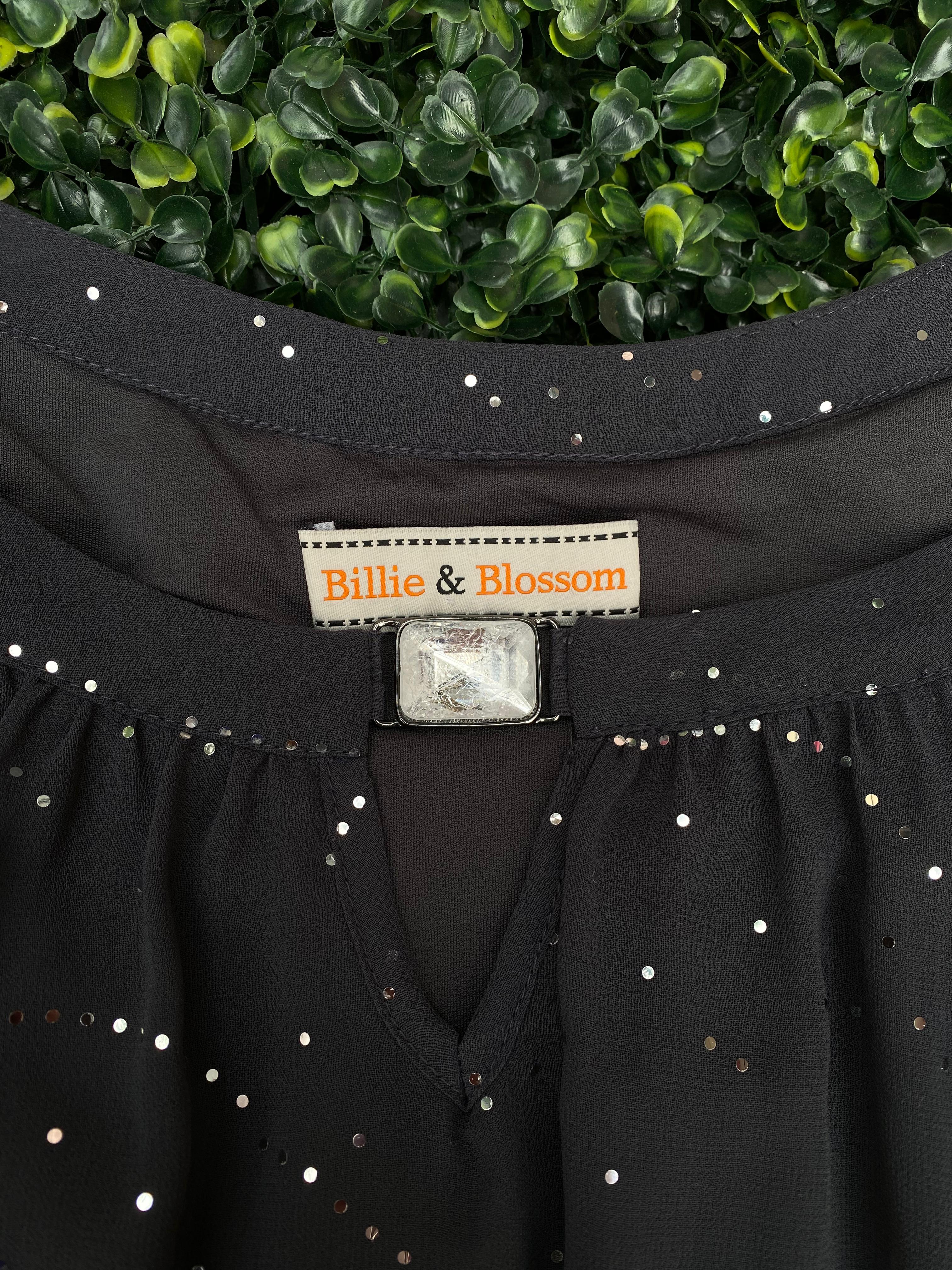 Billie & Blossom Black Embellished Long-Sleeve Blouse