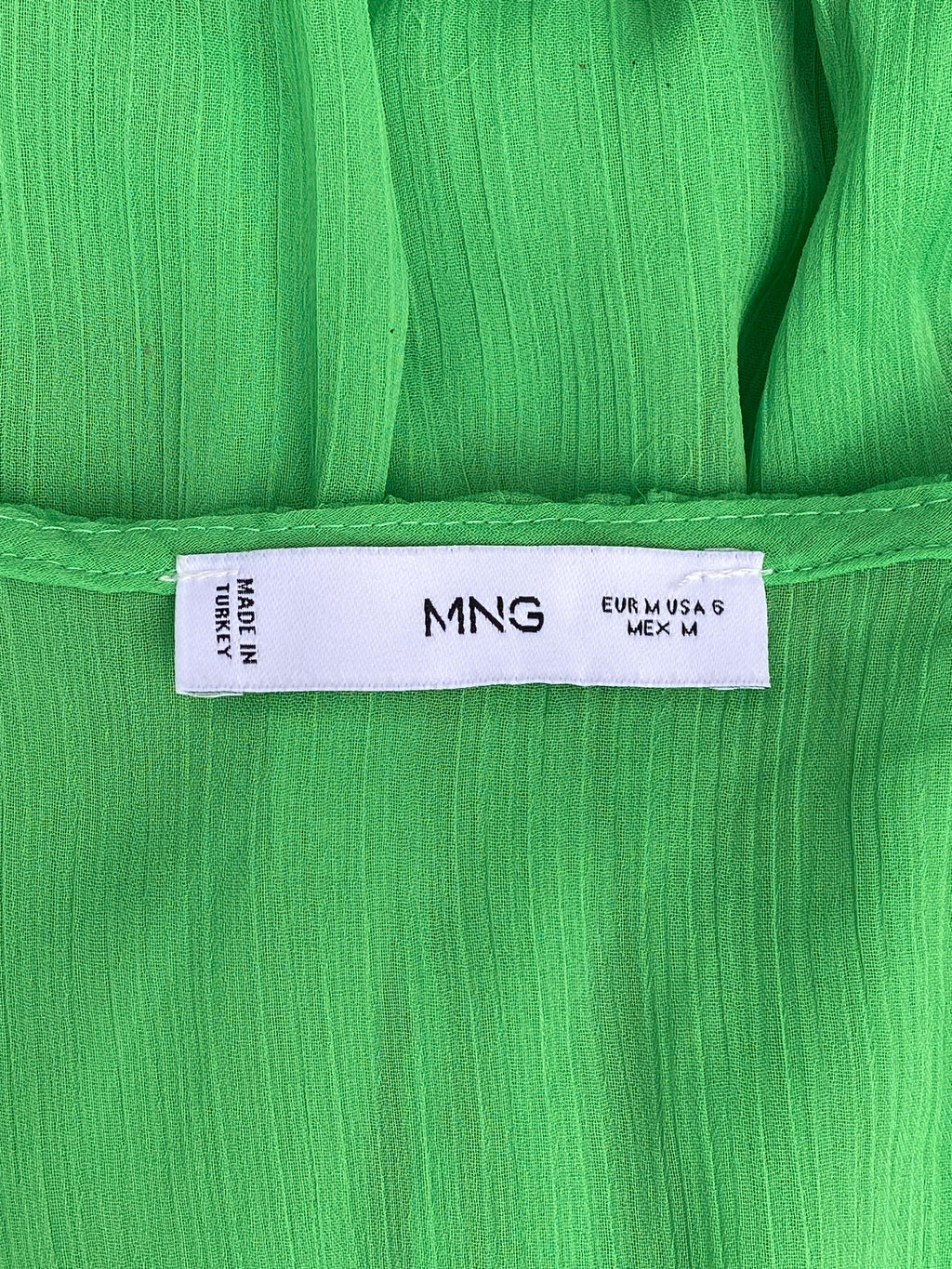 Mango Green Ruffle Tie-Front Blouse