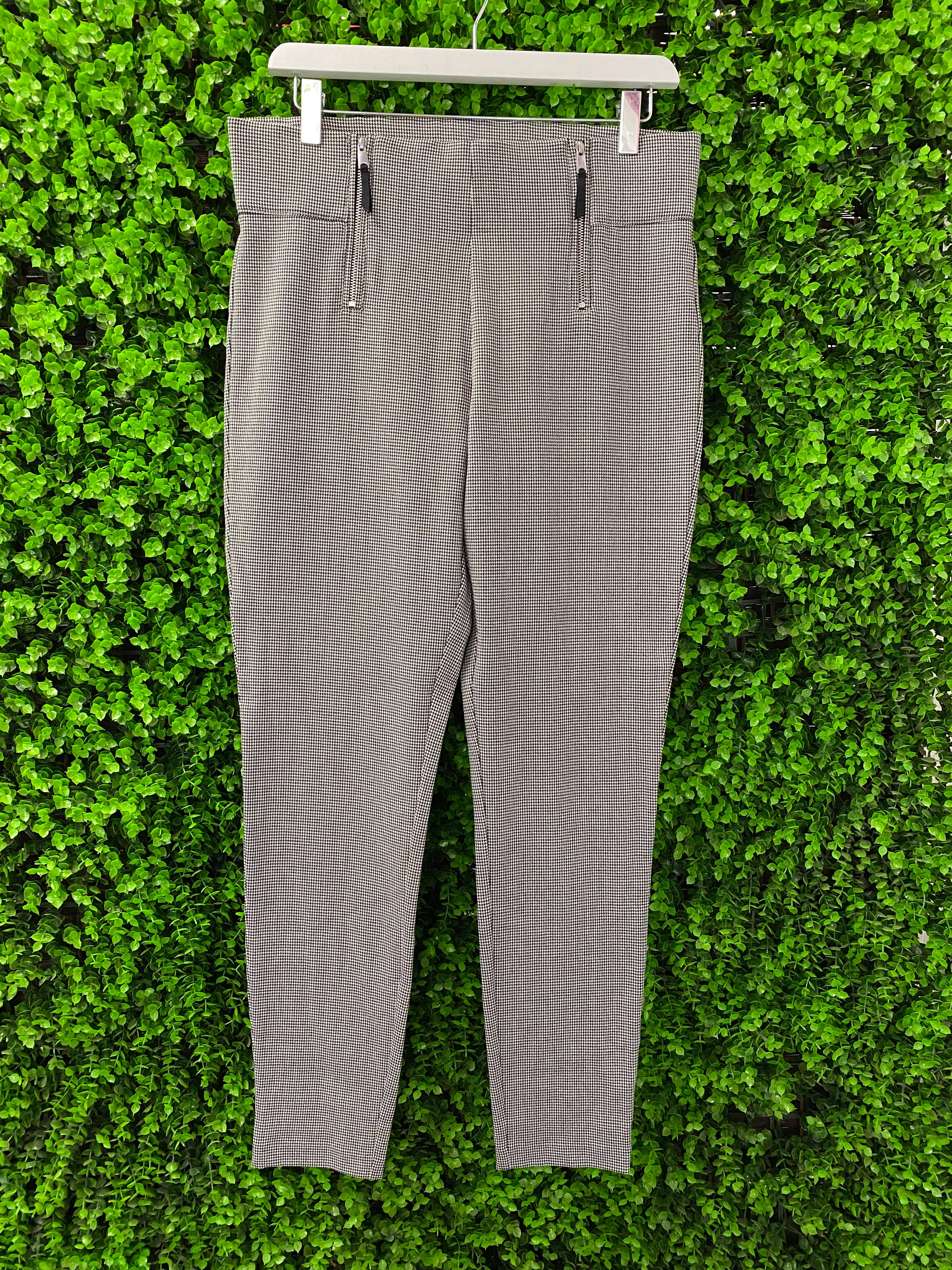 Zara Trafaluc Houndstooth Zip-Detail Trousers