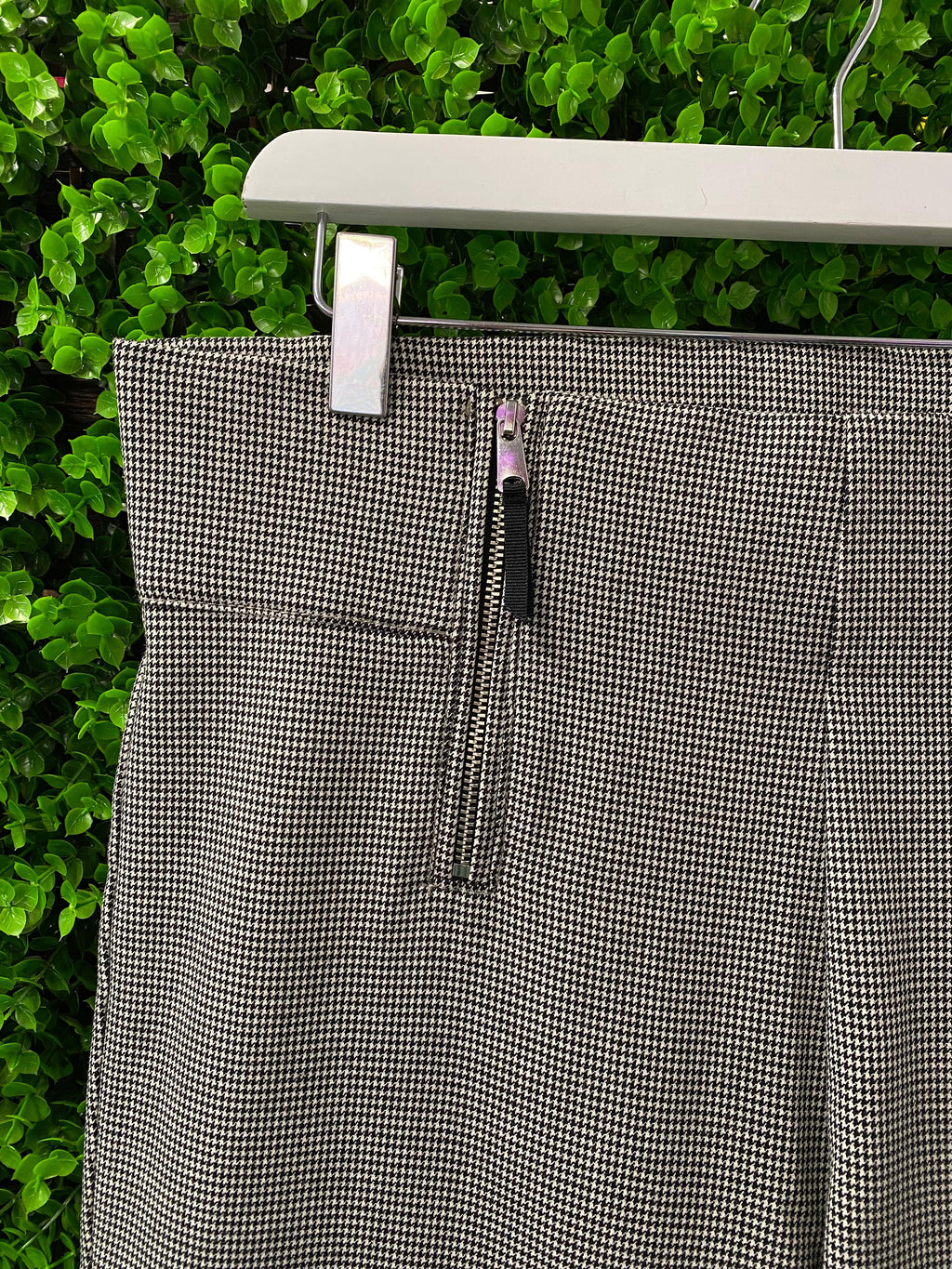 Zara Trafaluc Houndstooth Zip-Detail Trousers