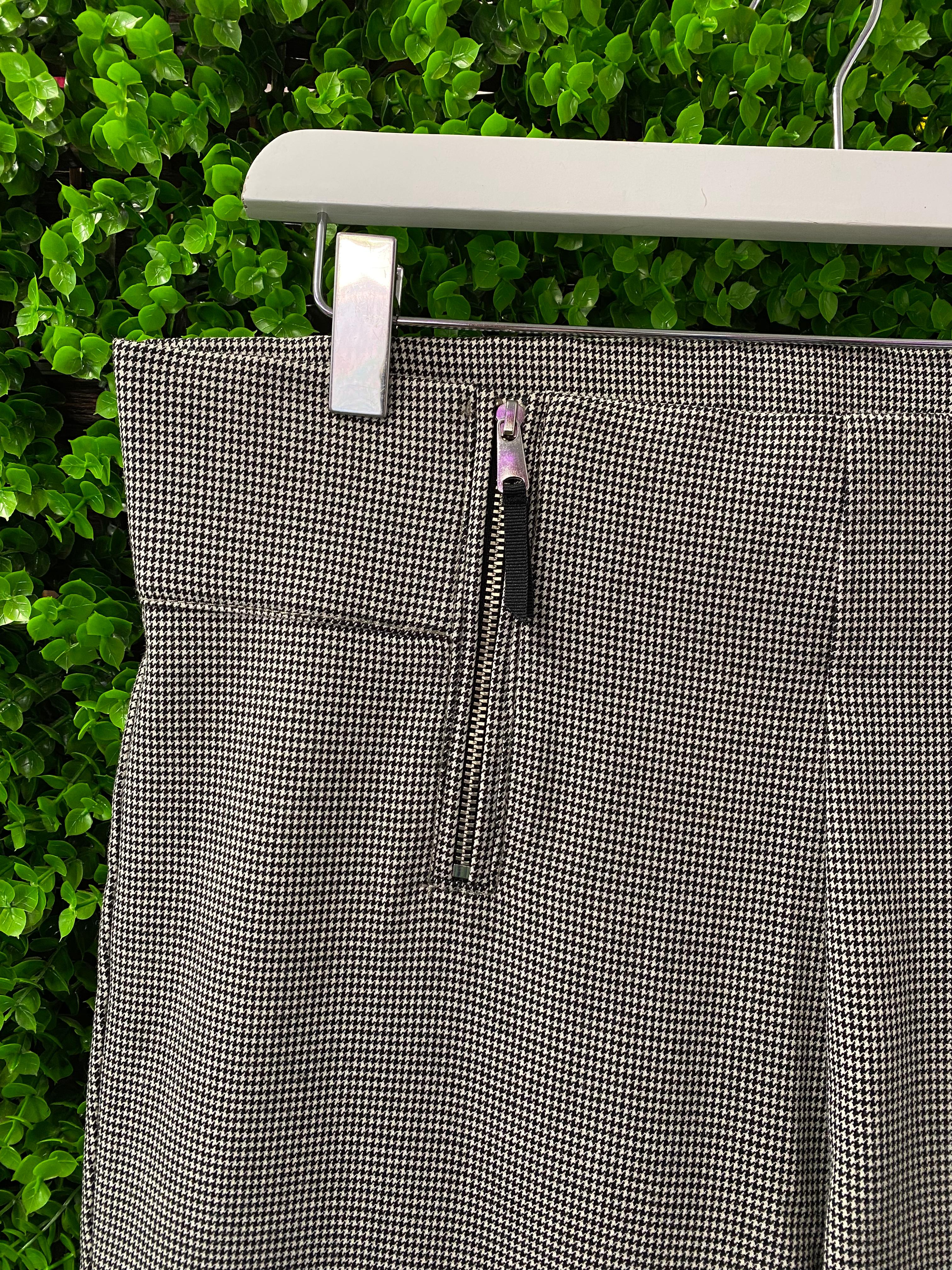 Zara Trafaluc Houndstooth Zip-Detail Trousers