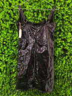 Unseen Black Patent-Effect Bustier Midi Dress