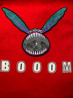 VAVE.O.E Red Statement Coat with Graphic Appliqué