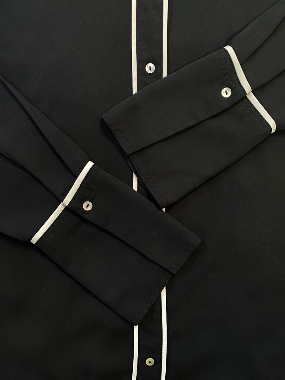 H&M Conscious Black Contrast-Piped Blouse