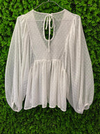 White Embellished Boho Blouse