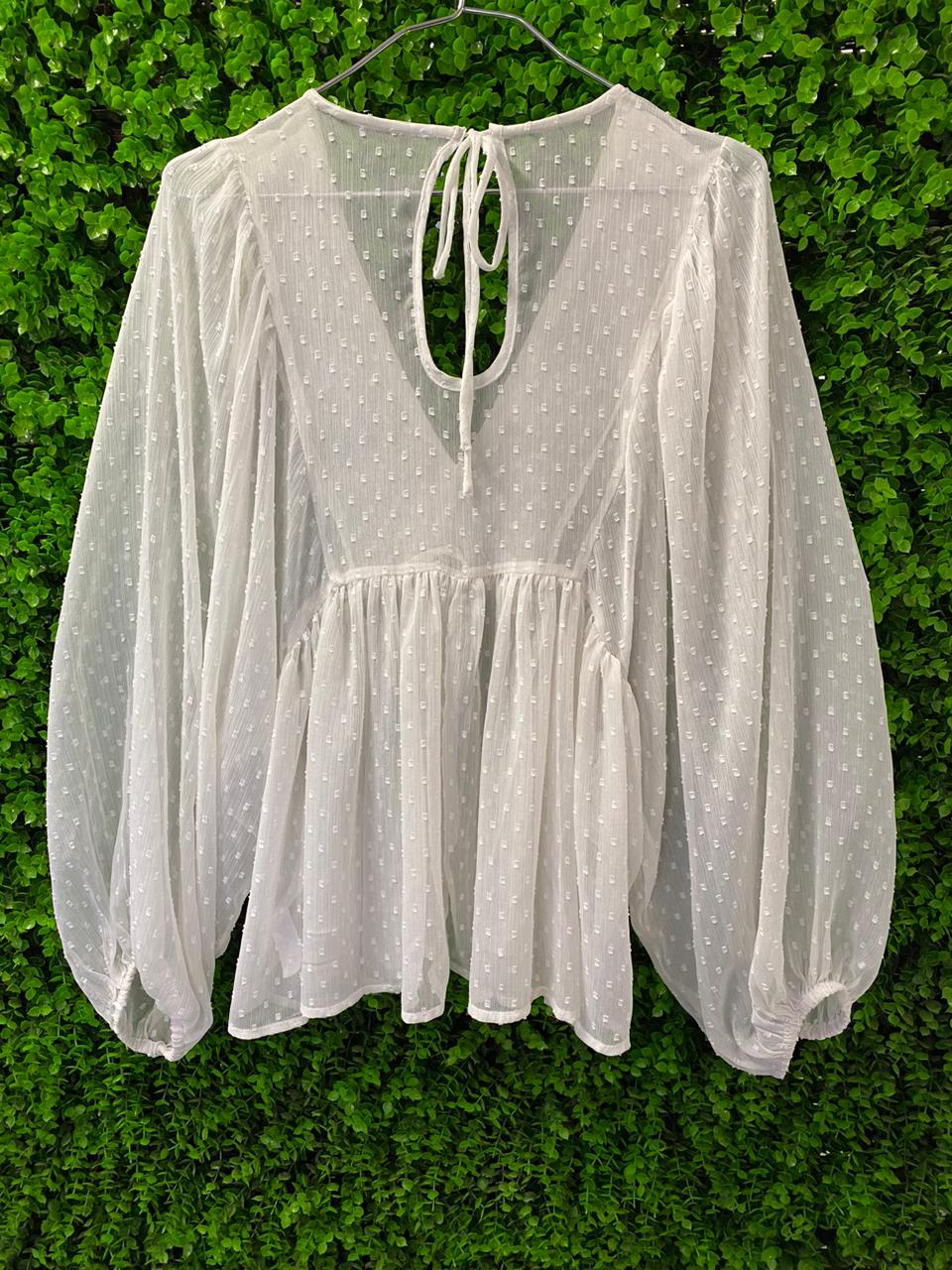 White Embellished Boho Blouse