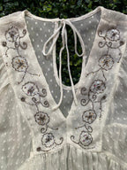 White Embellished Boho Blouse