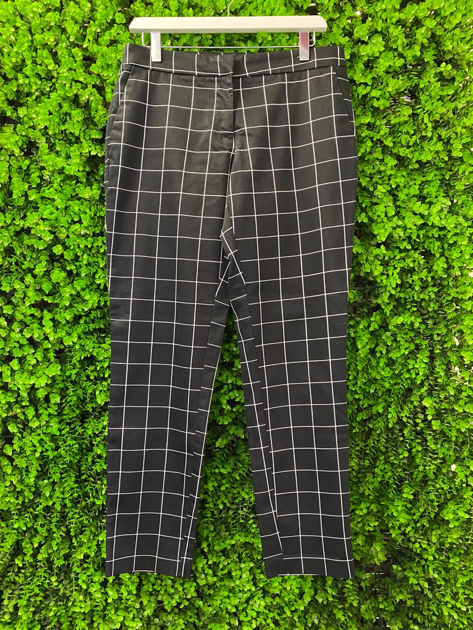Studio.W Black Windowpane Tailored Trousers