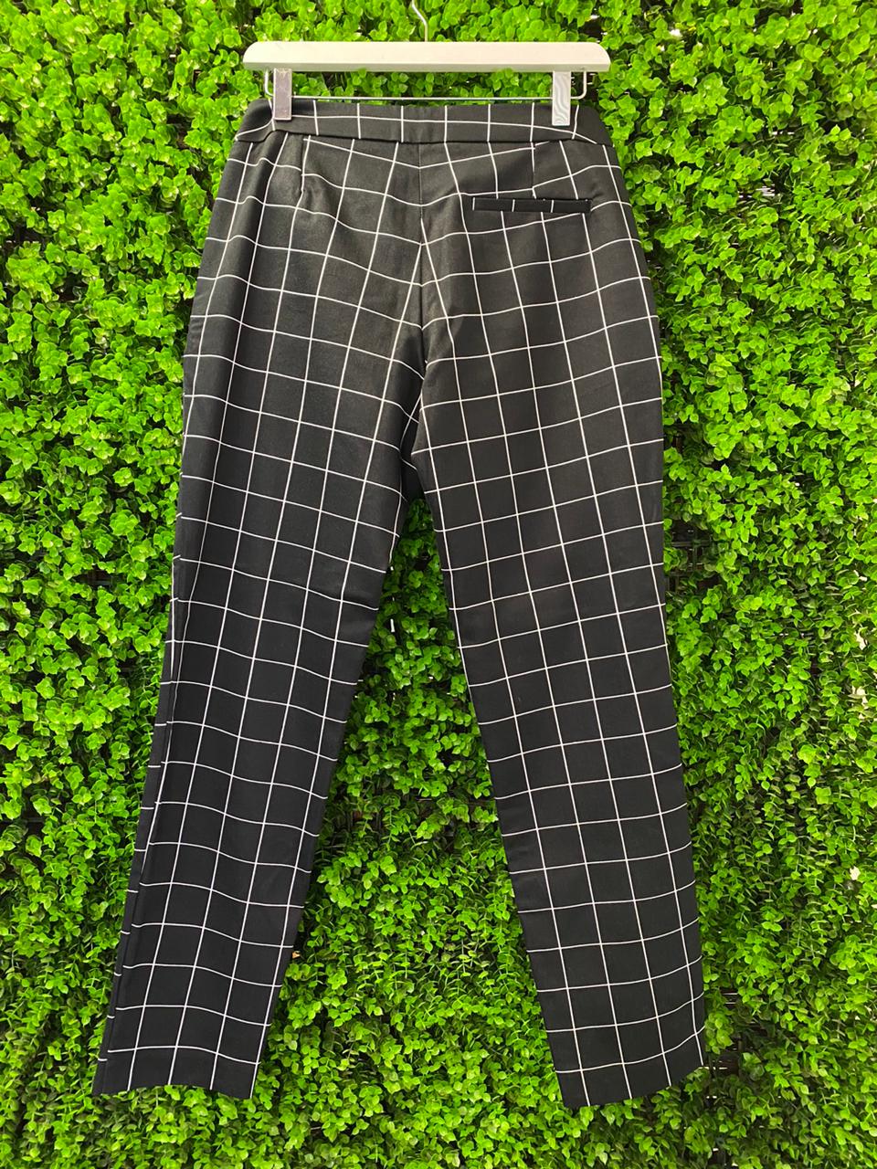 Studio.W Black Windowpane Tailored Trousers