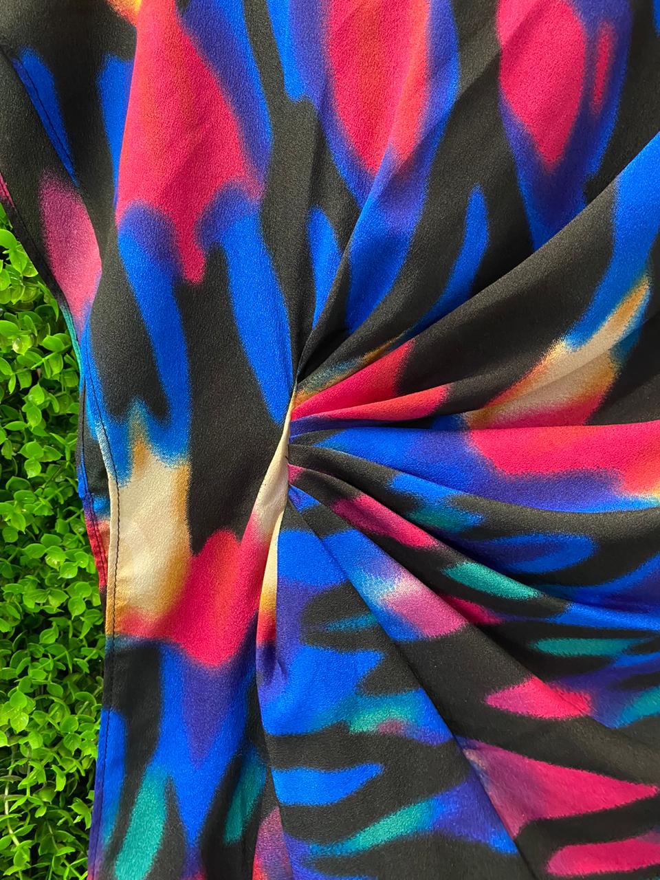 IDress Multicolour Abstract Draped Midi Dress