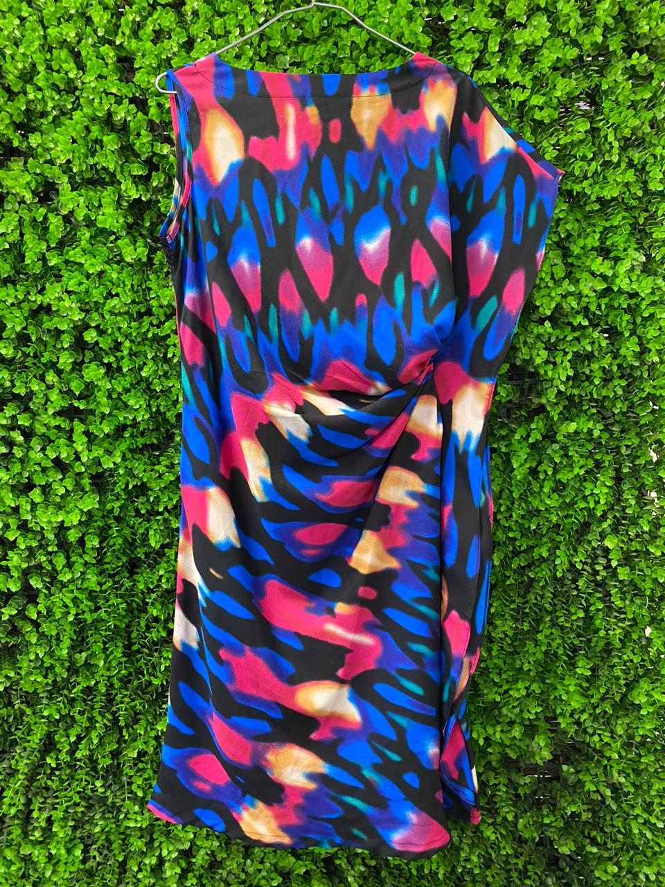 IDress Multicolour Abstract Draped Midi Dress