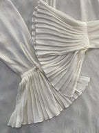 H&M Ivory Pleated Ruffle-Neck Blouse