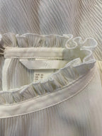 H&M Ivory Pleated Ruffle-Neck Blouse