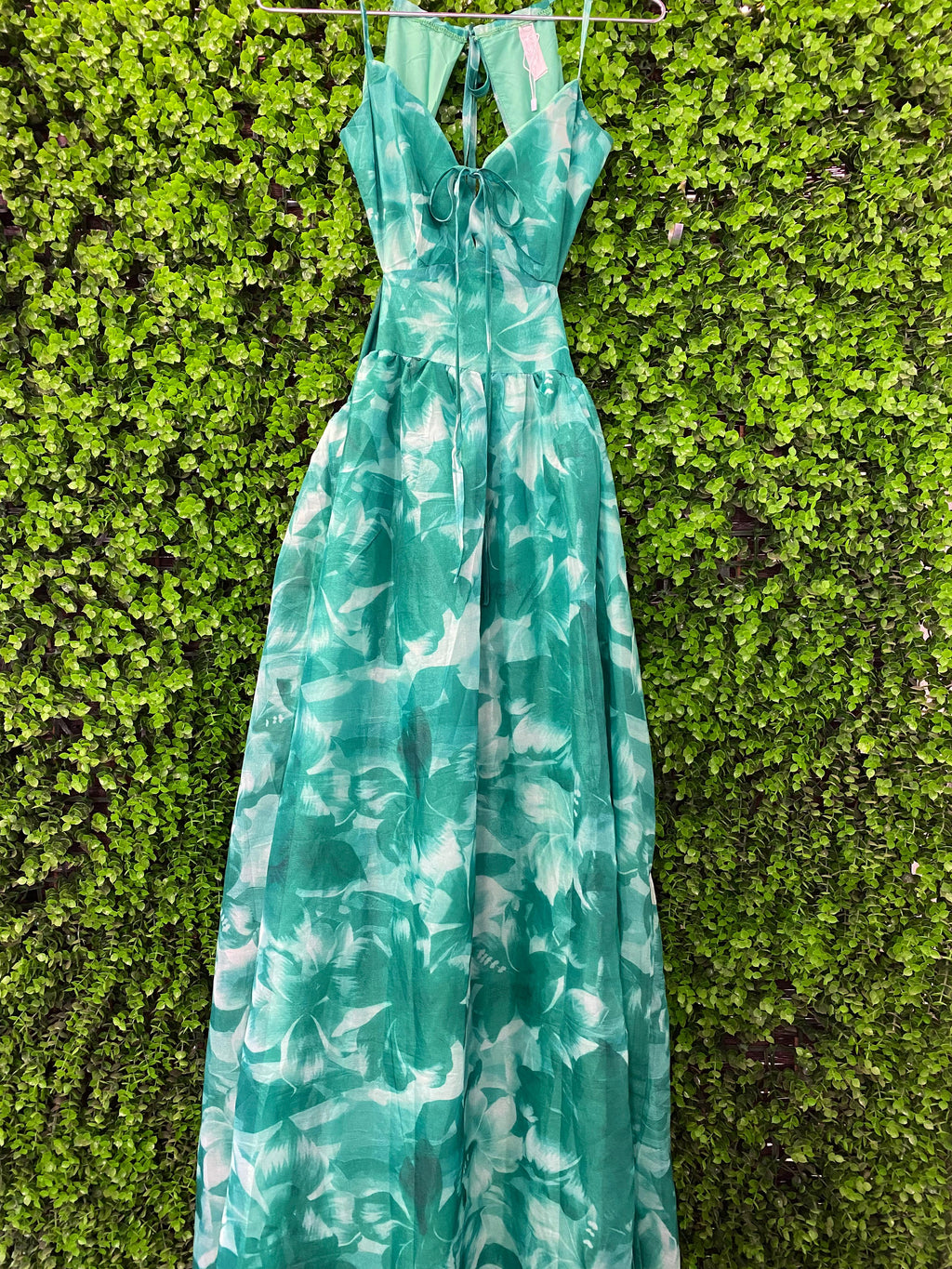 Teal Floral Halter-Neck Maxi Dress