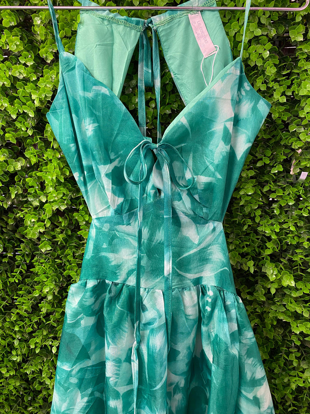 Teal Floral Halter-Neck Maxi Dress