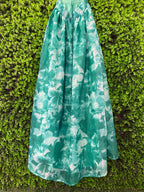 Teal Floral Halter-Neck Maxi Dress