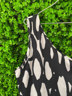 Nina J Runway Black and Ivory One-Shoulder Midi Dress