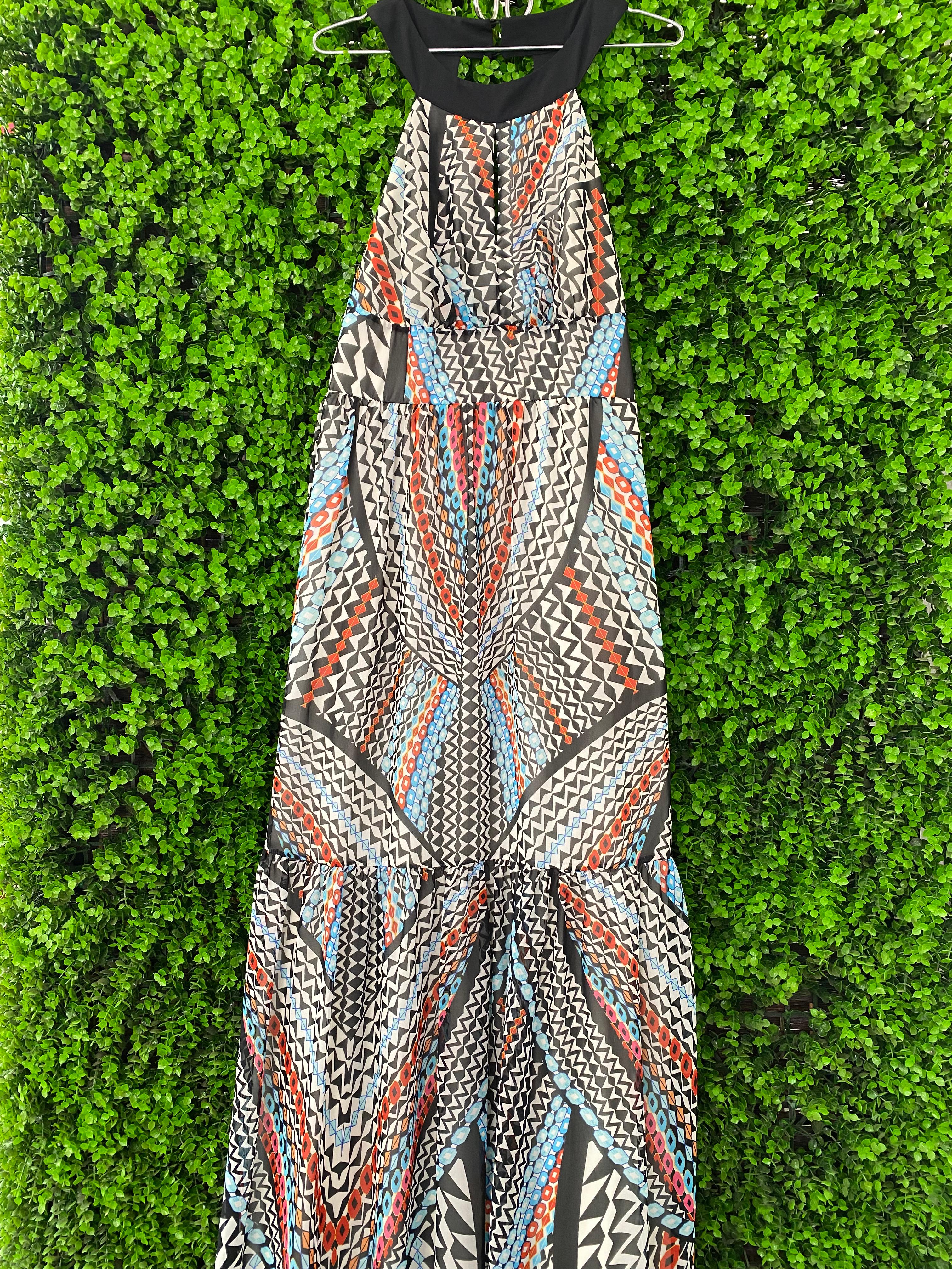 Ice Cube Geometric-Print Halter Maxi Dress