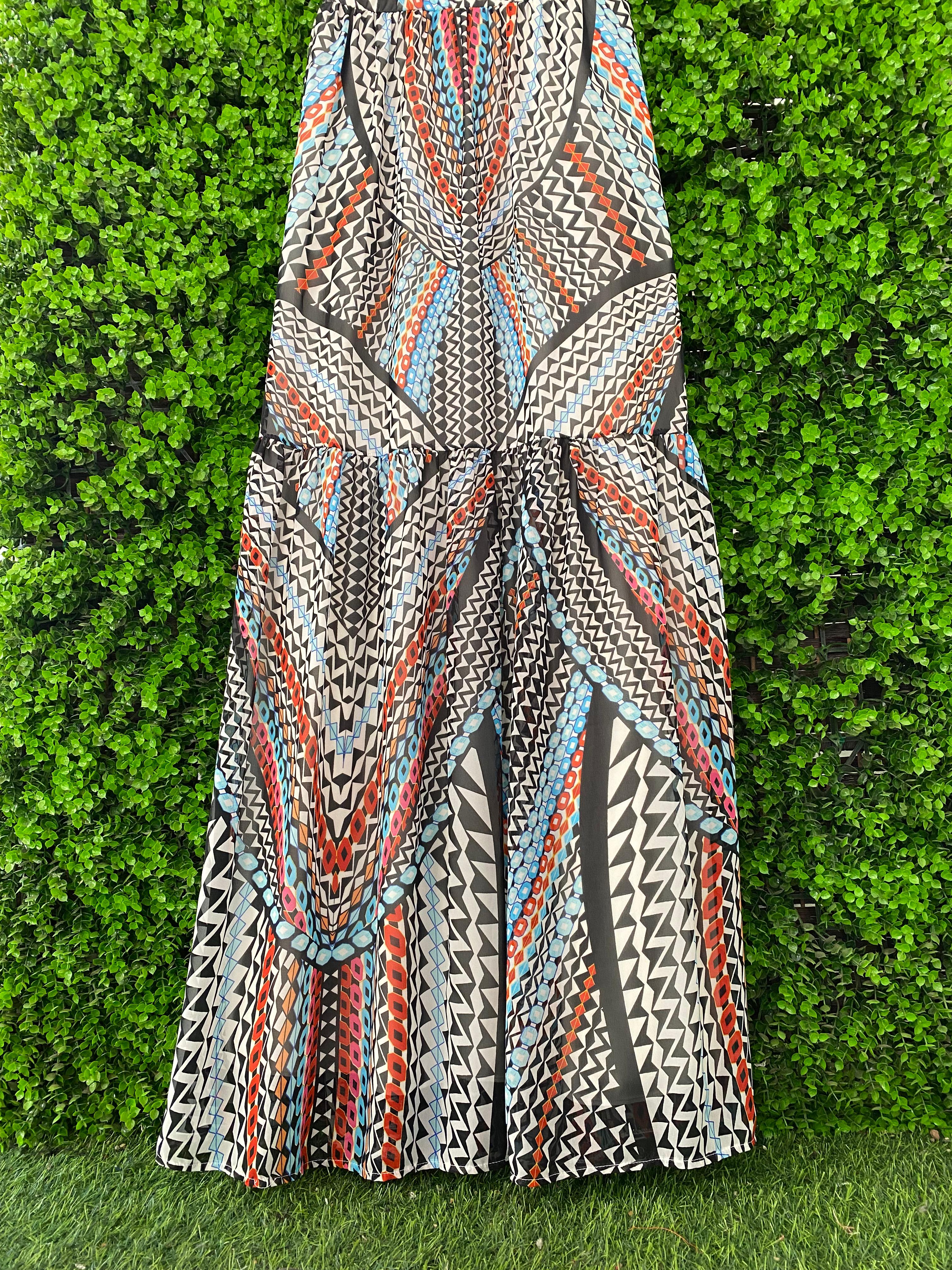 Ice Cube Geometric-Print Halter Maxi Dress