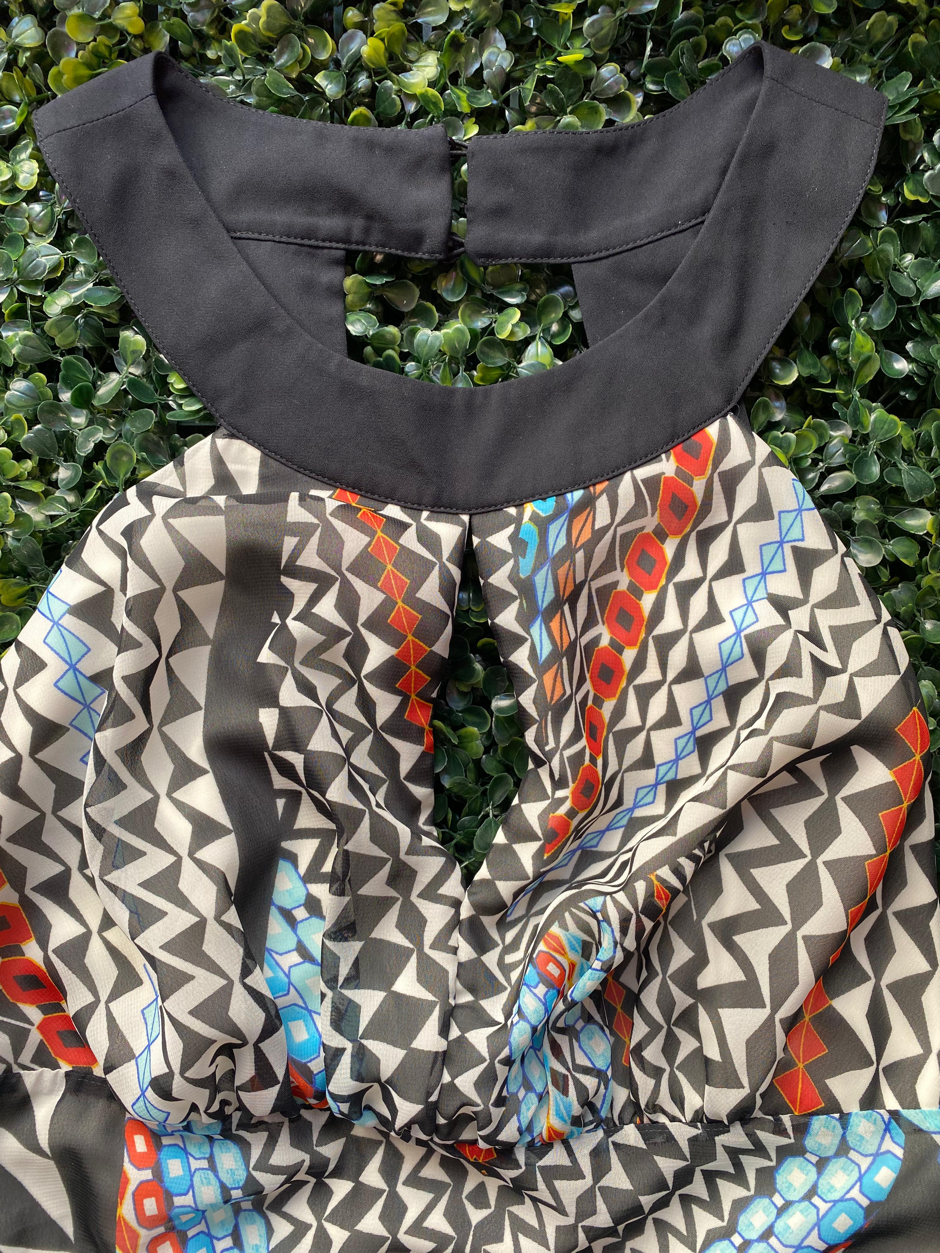 Ice Cube Geometric-Print Halter Maxi Dress