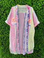 Multicolour Embroidered Cotton Longline Shirt Dress