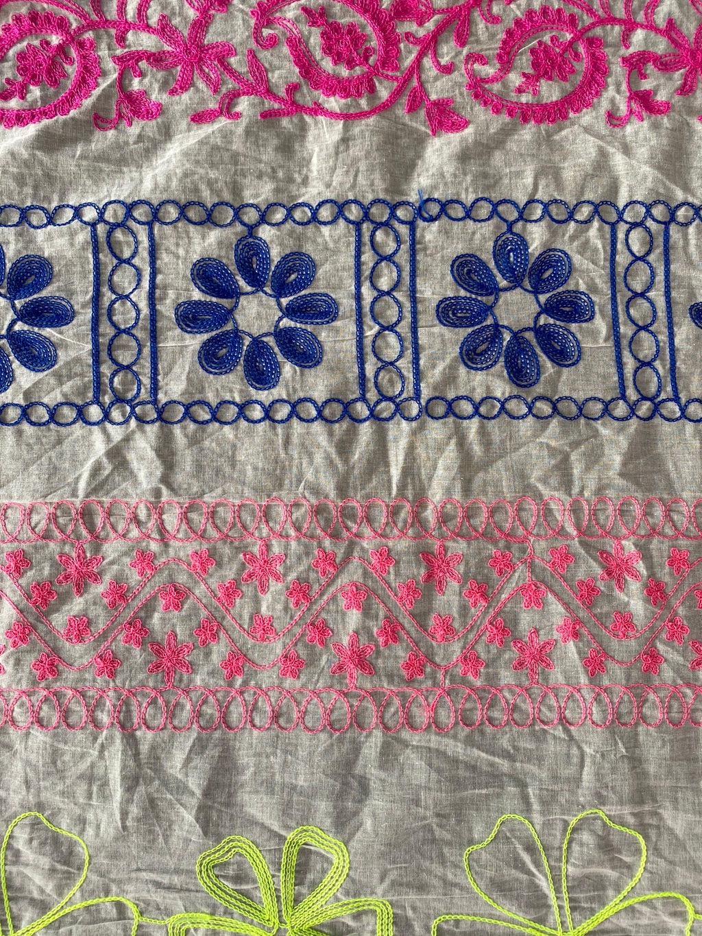 Multicolour Embroidered Cotton Longline Shirt Dress