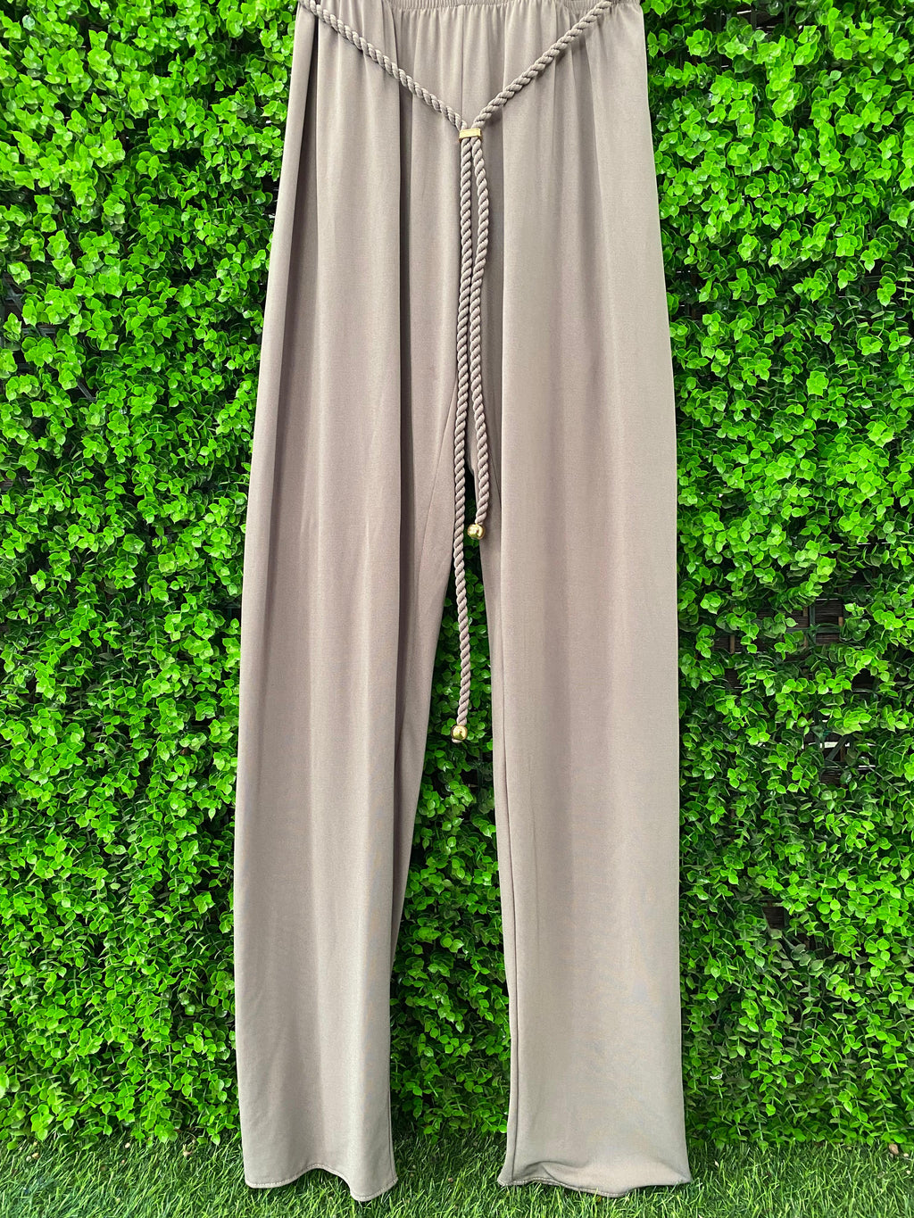 Magistral Taupe Rope-Detail Wide-Leg Jumpsuit
