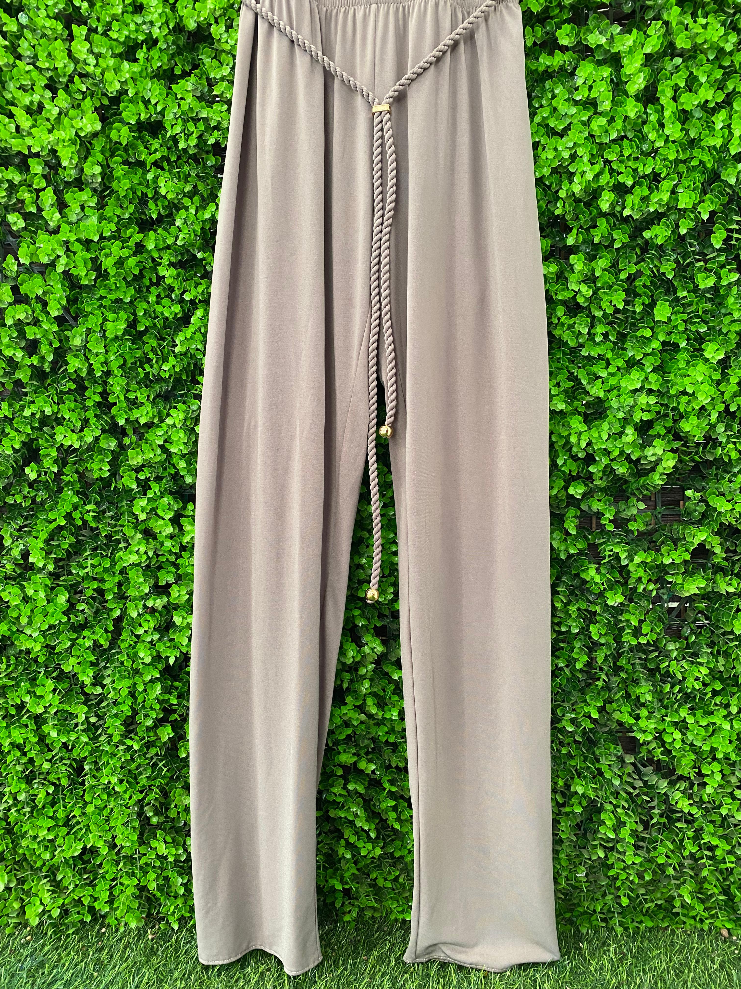 Magistral Taupe Rope-Detail Wide-Leg Jumpsuit