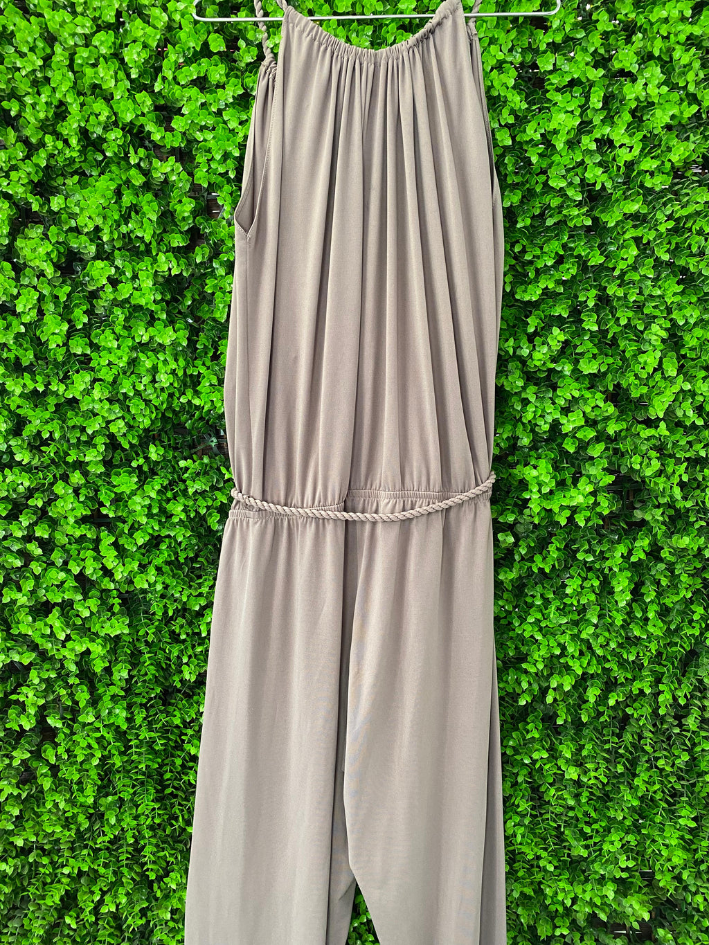 Magistral Taupe Rope-Detail Wide-Leg Jumpsuit