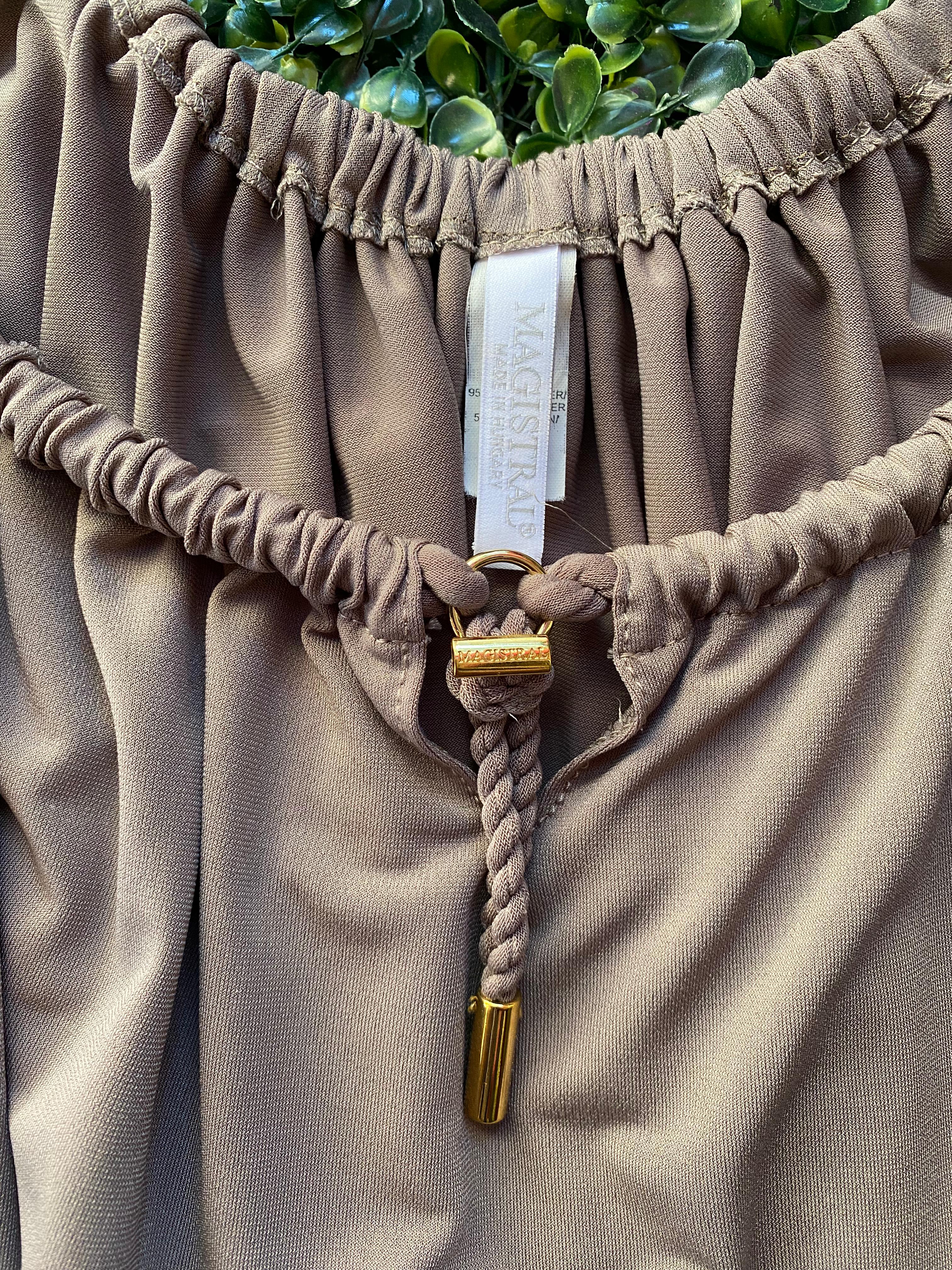 Magistral Taupe Rope-Detail Wide-Leg Jumpsuit