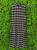 Revenge Black and Ivory Grid-Print Midi Dress