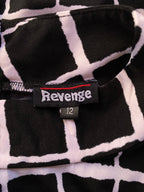 Revenge Black and Ivory Grid-Print Midi Dress