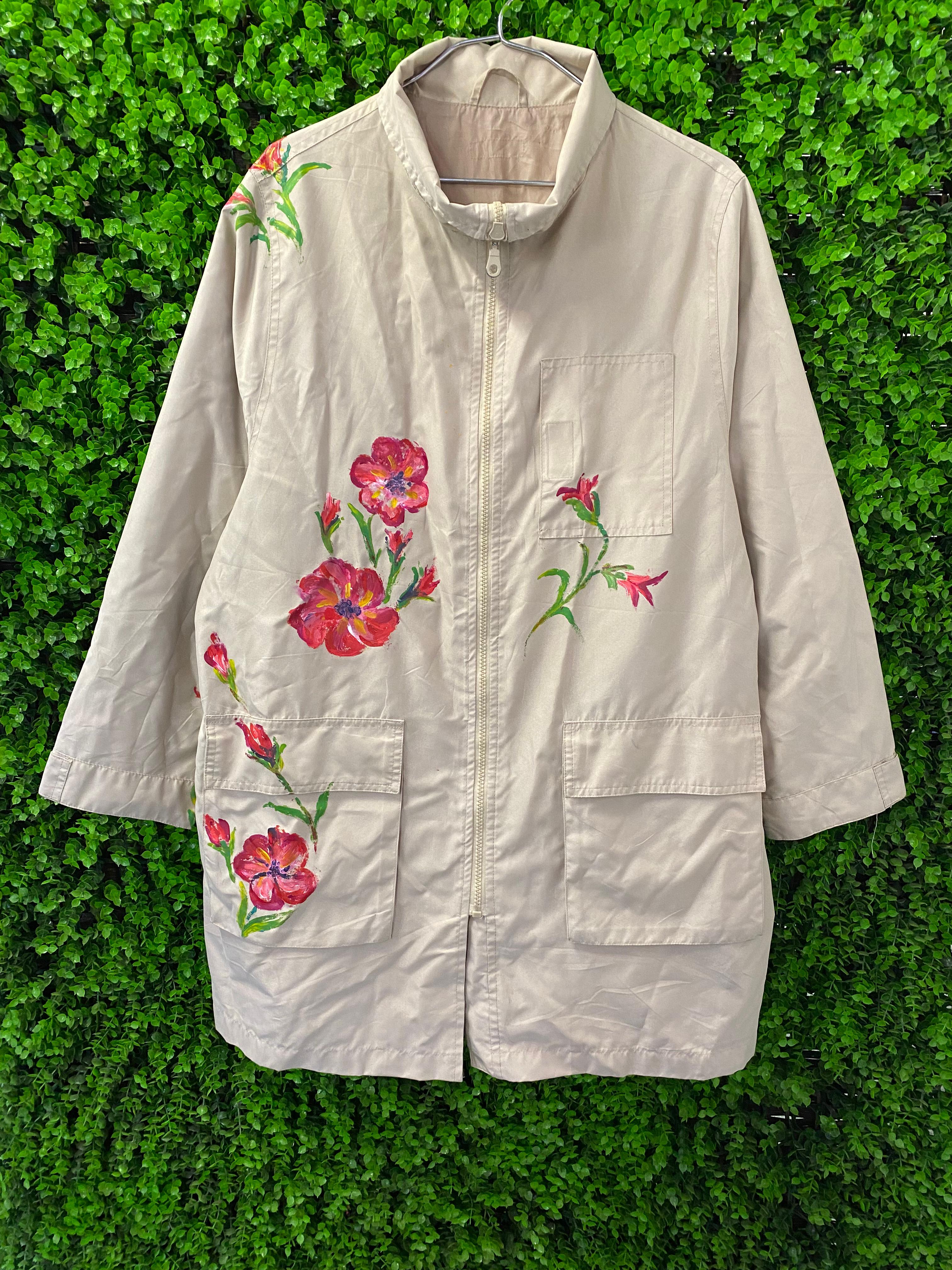 Hand-Painted Floral Longline Jacket