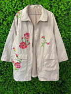 Hand-Painted Floral Longline Jacket