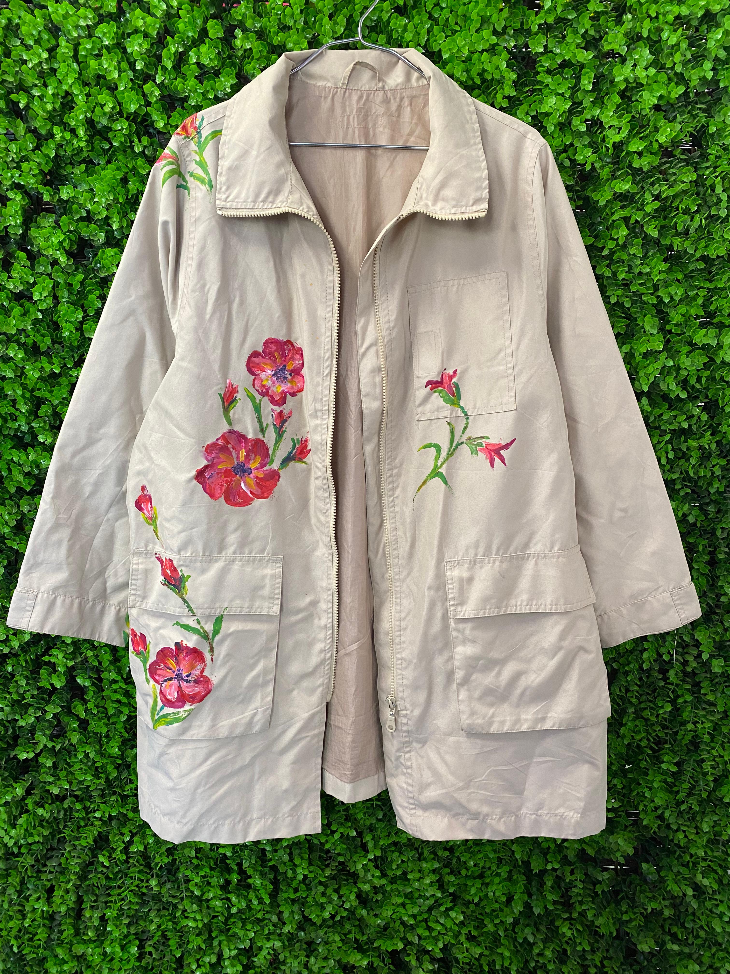 Hand-Painted Floral Longline Jacket