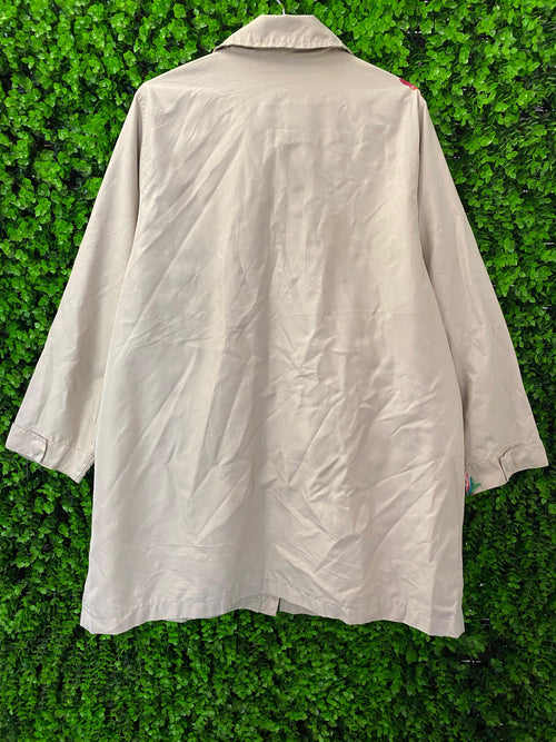 Hand-Painted Floral Longline Jacket