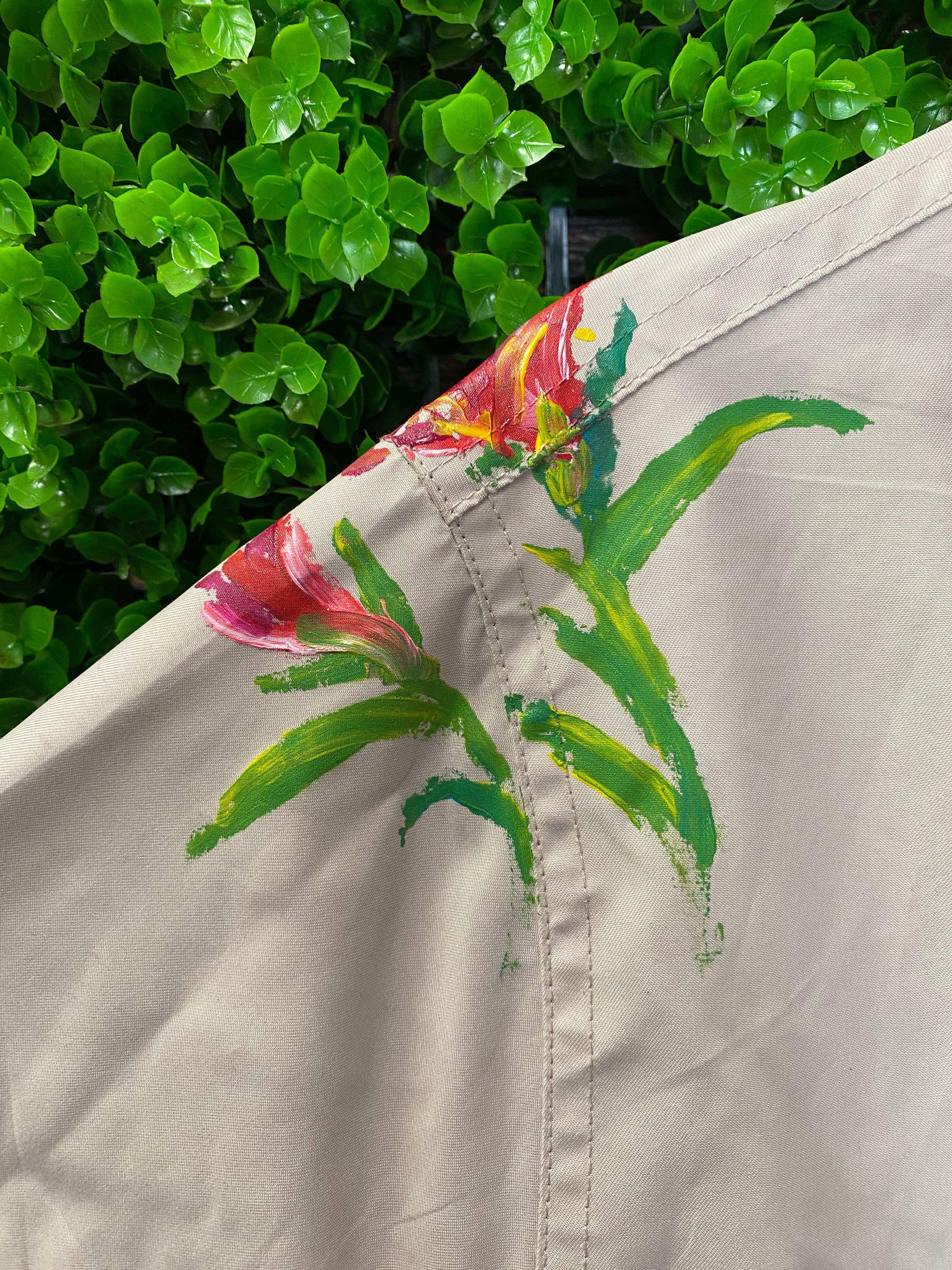 Hand-Painted Floral Longline Jacket