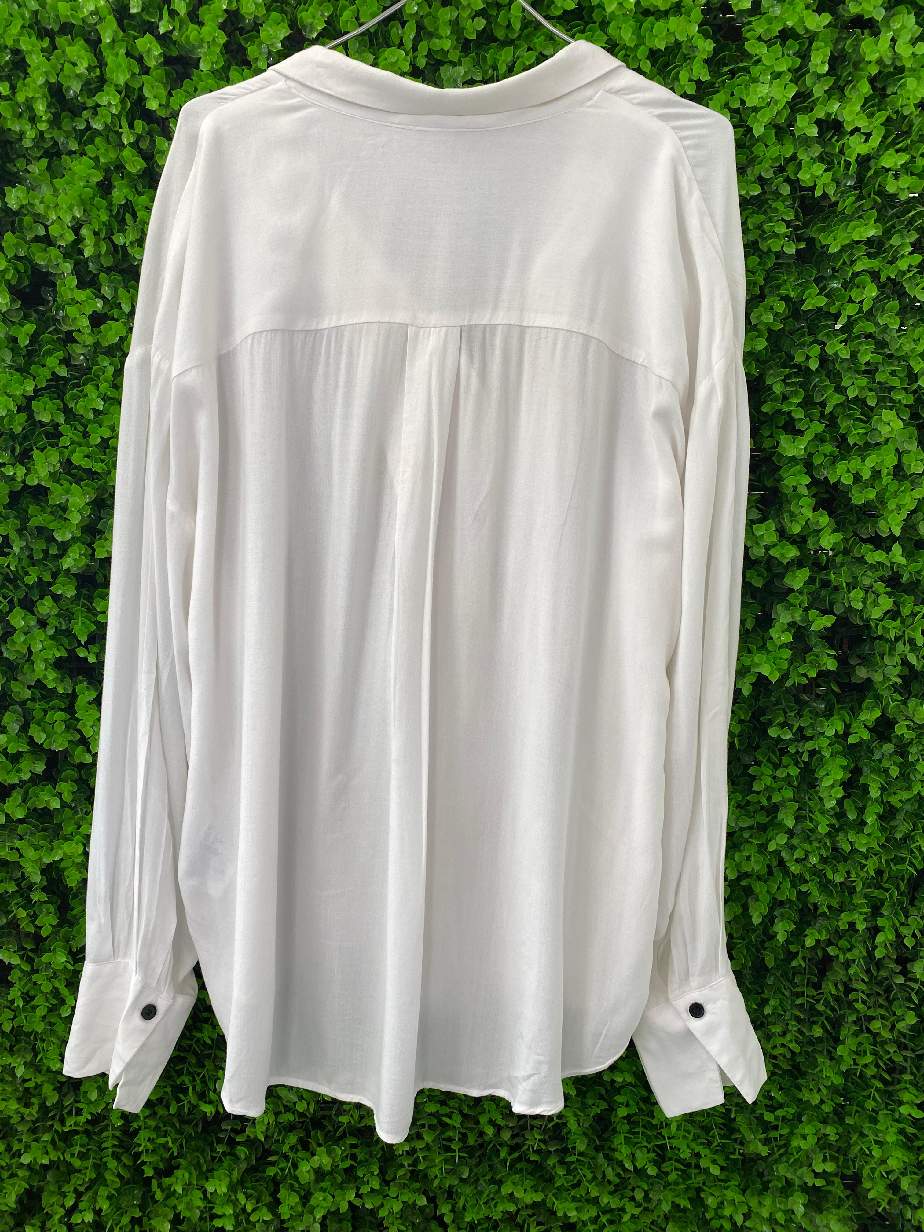 H&M White Relaxed Button-Up Blouse