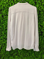 YAYA Soft White Asymmetrical Zip Blouse